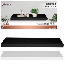 MENSOLA CM.80X25X3,8 BIANCA/NERA (4pz)